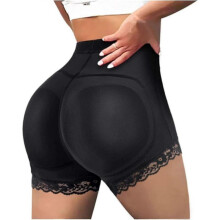 (2XL, black) Women Body Shaper Padded Butt Lifter Panty Butt Hip Enhancer Fake Bum Shapwear Briefs Push Up Shorts