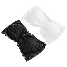 2Stk Frauen Einheitsgröße Trägerlos Spitze Mit Polsterung Elastisch