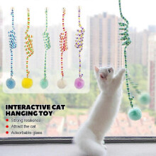 (Orange)Cat Hanging Interactive Toy Cat Spring Fur Ball Toy Bell Kitten Funny Teaser Toy