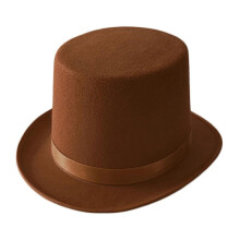 (Brown childrens mod) Fashion British Style Flat Top Hat for Magician Costume Performances Theatrical Plays Musicals Top Hats Adult Kids - DSW