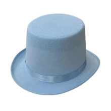 (Sky blue childre) Fashion British Style Flat Top Hat for Magician Costume Performances Theatrical Plays Musicals Top Hats Adult Kids - DSW