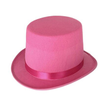 (Pink childrens mode) Fashion British Style Flat Top Hat for Magician Costume Performances Theatrical Plays Musicals Top Hats Adult Kids - DSW