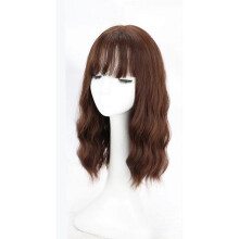 (Tobacco Brown)Wig female long hair new style hair set temperament wool roll net red cute instant noodle roll corn hot natural full headgear