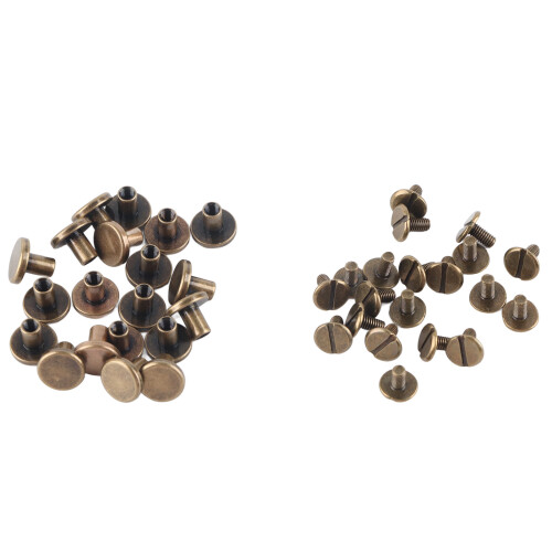 Copper Brass Flat Head Screws Rivets Nails Leather Cap 8mm 20 Pack Durable 1