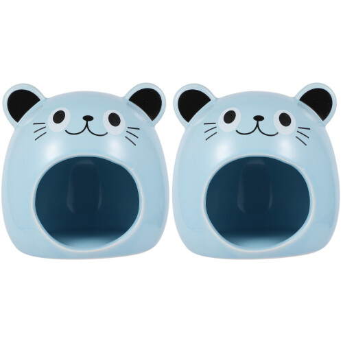 2Pcs Ceramic Pet Hideout Hut For Small Animals 1