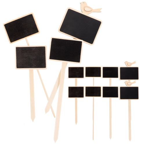 5 Sets Wooden Message Board Stakes Mini Chalkboard Tags 1