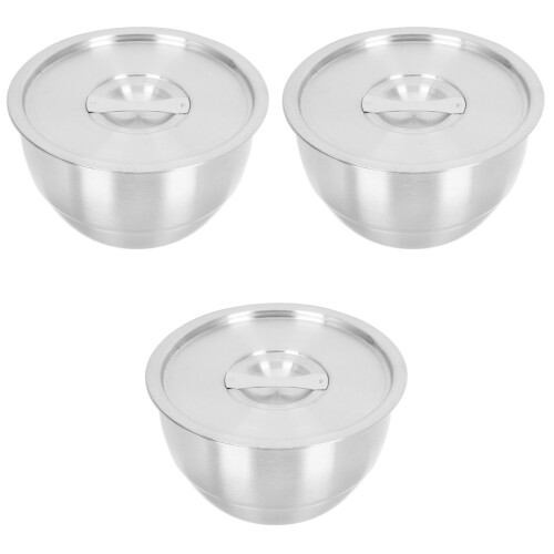 3 Pcs Stainless Steel Steamed Egg Bowl With Lid 2