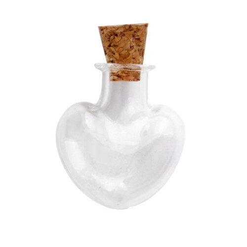 30 Pcs Love Heart Shape Mini Wish Note Glass Bottles With Cork
