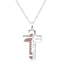 Baseball Cross Necklace Stainless Steel Pendant For Kids Boys Men