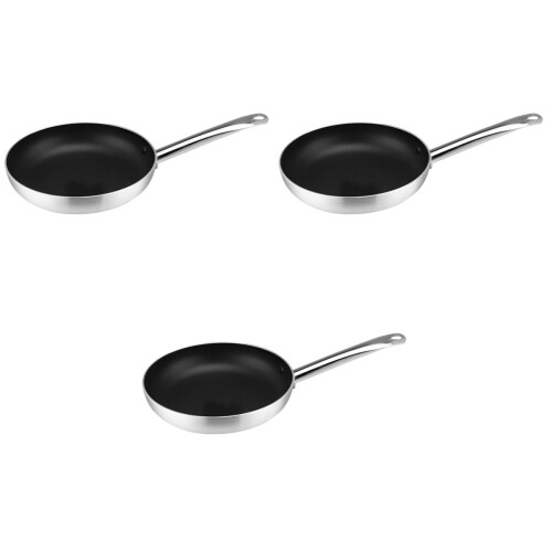 3 Pcs Non Stick Wok Pan Frying Pot For Eggs Silver 2