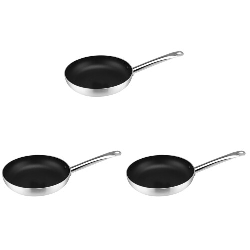 3 Pcs Non Stick Wok Pan Frying Pot For Eggs Silver 1