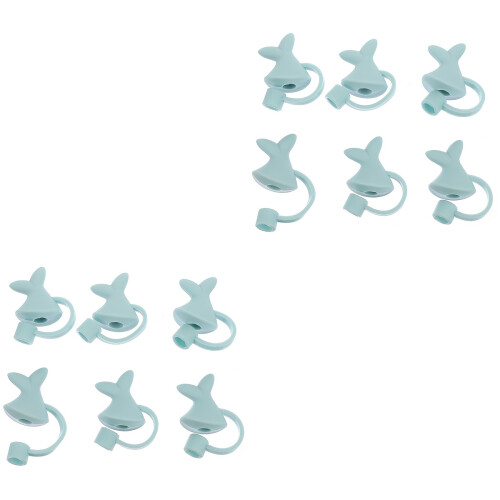12 Pcs Dolphin Tail Shape Silicone Straw Tips Cover Reusable Plugs 2