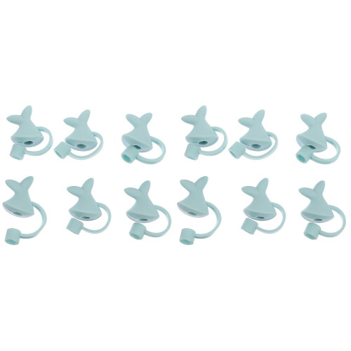 12 Pcs Dolphin Tail Shape Silicone Straw Tips Cover Reusable Plugs 1