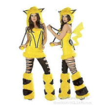 (One Size, Pikachu) Sexy Christmas Women Costume Cosplay Big Tail Wolf Cosplay Party Maid Temptation Santa Claus Two-Piece Costume - DSW