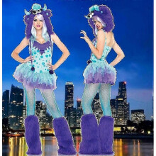 (One Size,Purple Monster Costume)Sexy Christmas Women Costume Cosplay Big Tail Wolf Cosplay Party Maid Temptation Santa Claus Two-Piece Costume - DSW