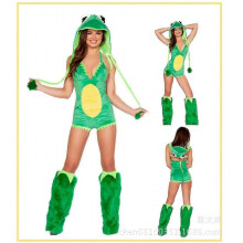 (One Size, Frog) Sexy Christmas Women Costume Cosplay Big Tail Wolf Cosplay Party Maid Temptation Santa Claus Two-Piece Costume - DSW