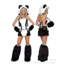(One Size, Arctic Panda Girl) Sexy Christmas Women Costume Cosplay Big Tail Wolf Cosplay Party Maid Temptation Santa Claus Two-Piece Costume - DSW