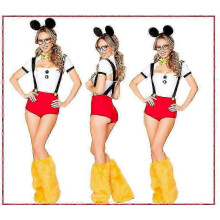 (One Size, 18) Sexy Christmas Women Costume Cosplay Big Tail Wolf Cosplay Party Maid Temptation Santa Claus Two-Piece Costume - DSW