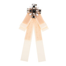 1Pc Shirt Bow Tie Rhinestone Pearl Inlaid Vintage Blouse Accessory