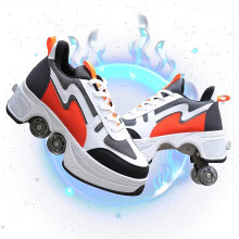 Adjustable Quad Roller Skates Boots Inline Skate 2-In-1 Multi-Purpose Shoes Size 39 Outdoor Running Gymnastics Sneakers