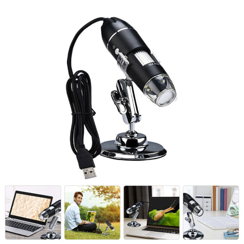 4Pcs Magnifier Microscope Black with Adjustable Brightness 1