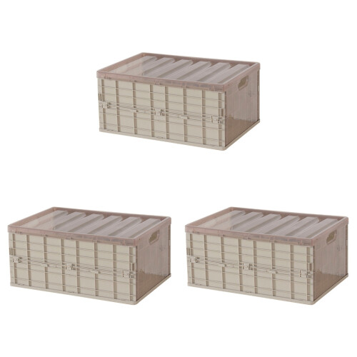 3Pcs Plastic Foldable Storage Case For Car Home Wardrobe S Khaki 1