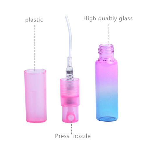 12 Pcs 5ml Empty Rainbow Spray Bottle Gradient Glass Perfume Dispenser 2