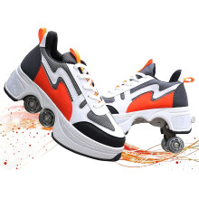 Roller Skates 2-In-1 Removable Pulley Skates, Invisible Deformation Roller Skate, Multifunctional Deformed Shoes, Orange 33