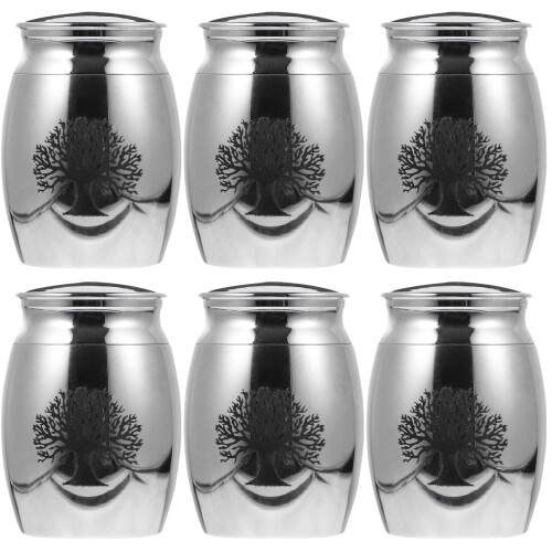 6 Pcs Funerary Bone Ash Container Stainless Cinerary Urn Mini Jar 1