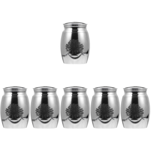 6 Pcs Funerary Bone Ash Container Stainless Cinerary Urn Mini Jar 2