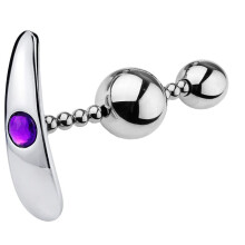 Metal Anal Plug Flexible Anal Beads With Crescent Base 2 Beads Anal Training Kit For Couples Butt Plug Massager
