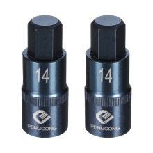 Impact Hex Bit Socket 1/2-Inch Drive 14mm Hex 2.2-Inch Length S2 Steel Blue 2-Piece Set