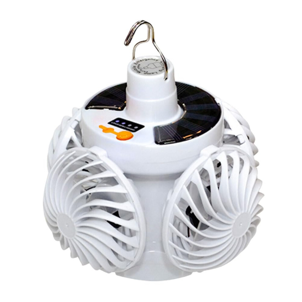 Solar Ceiling Fan Integrated Lighting Solar Powered Camping Fan For Patio Garage White-image-OPC-PKYRCWK-NEW