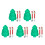 5Pcs Christmas Tree Shaped Fruit Plate With Compartments Green 10