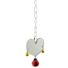 2Pcs Heart Shape Mirror Bird Toy With Bell For Budgie Cage