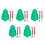 5Pcs Christmas Tree Shaped Fruit Plate With Compartments Green 7