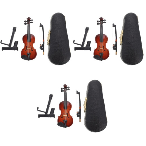 3 Sets Small Wood Violin Model Realistic Studio Photo Prop 2
