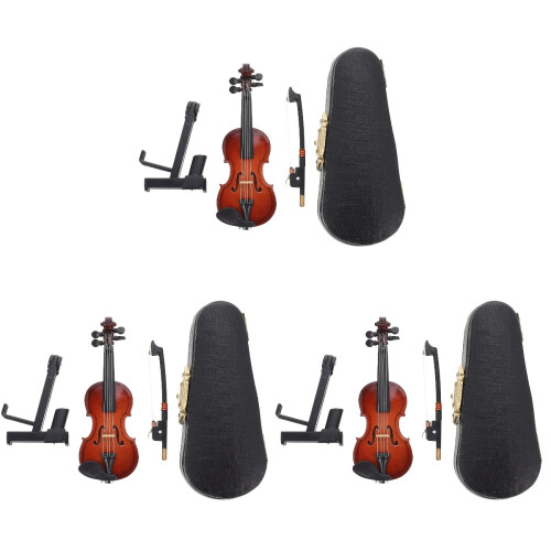 3 Sets Small Wood Violin Model Realistic Studio Photo Prop 1