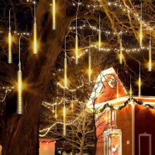 (Blue) LED Meteor Shower Rain Lights 30cm 11.8inch 8 Tubes 192 LED Icicle Snow Falling Lights Twinkle Star