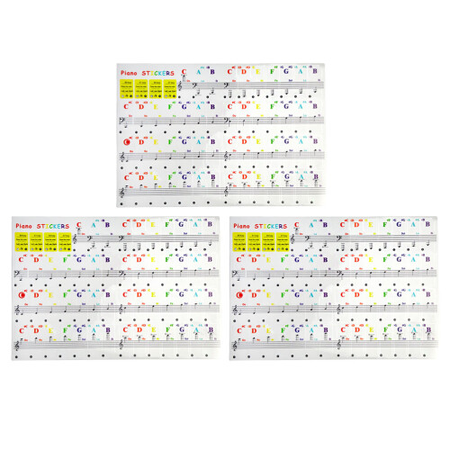9 Pcs Introductory Piano Stave Stickers Keyboard Decals