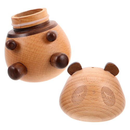 2Pcs Panda Shaped Wooden Toothpick Holder For Kitchen Restaurant Use 1