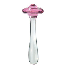 BDSM Glass Anal Plug With Handle, Super Smooth, Size S Pink Rosa, Prostate Massager, For Women And Men