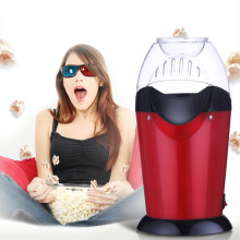 Mini Popcorn Machine One-Button Start No Sugar Or Oil Needed Non-Stick Inner Pot Transparent Top Lid Lightweight Red