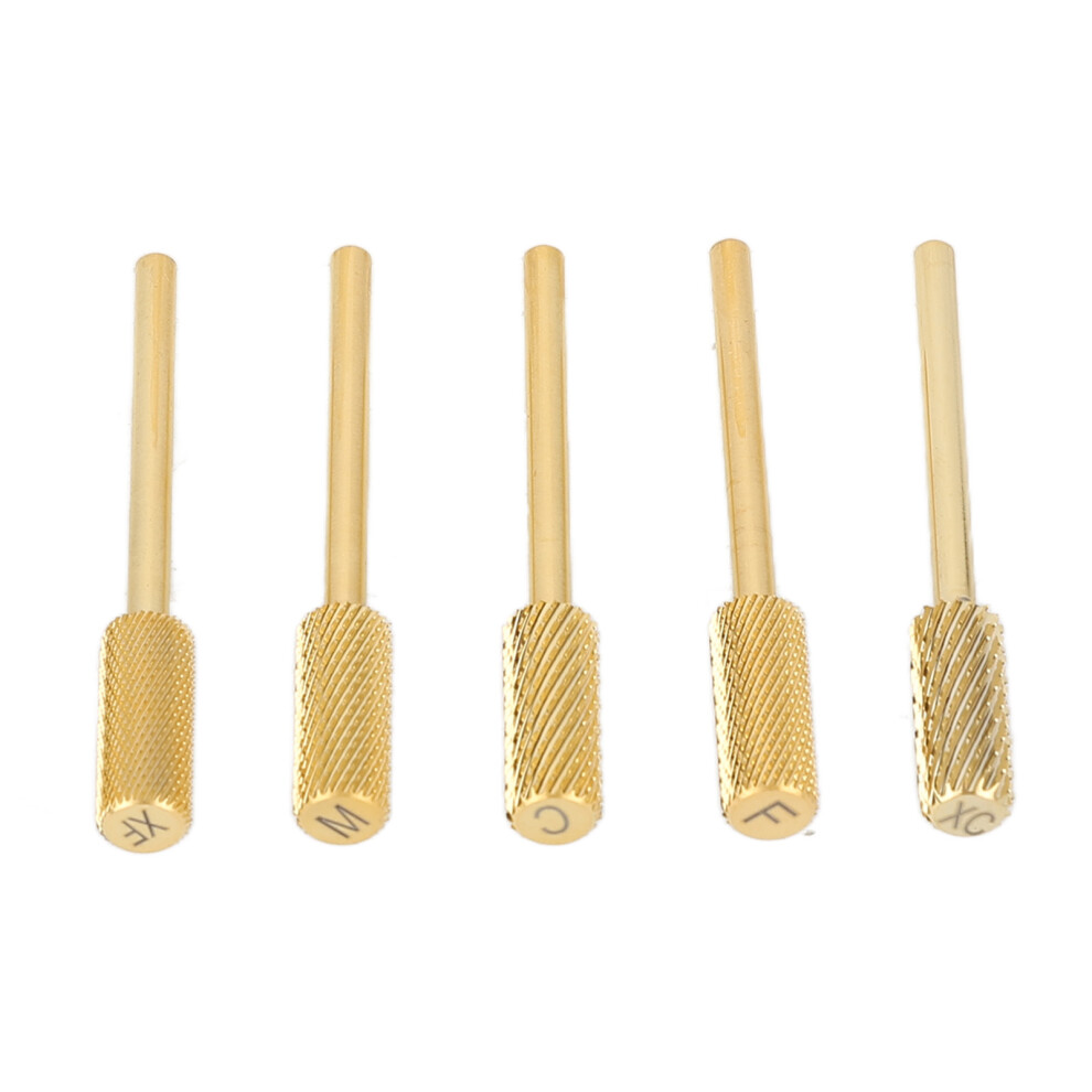 Gold 5Pcs Tungsten Steel Nail Drill Barrel Bits Set For Manicure And Pedicure,