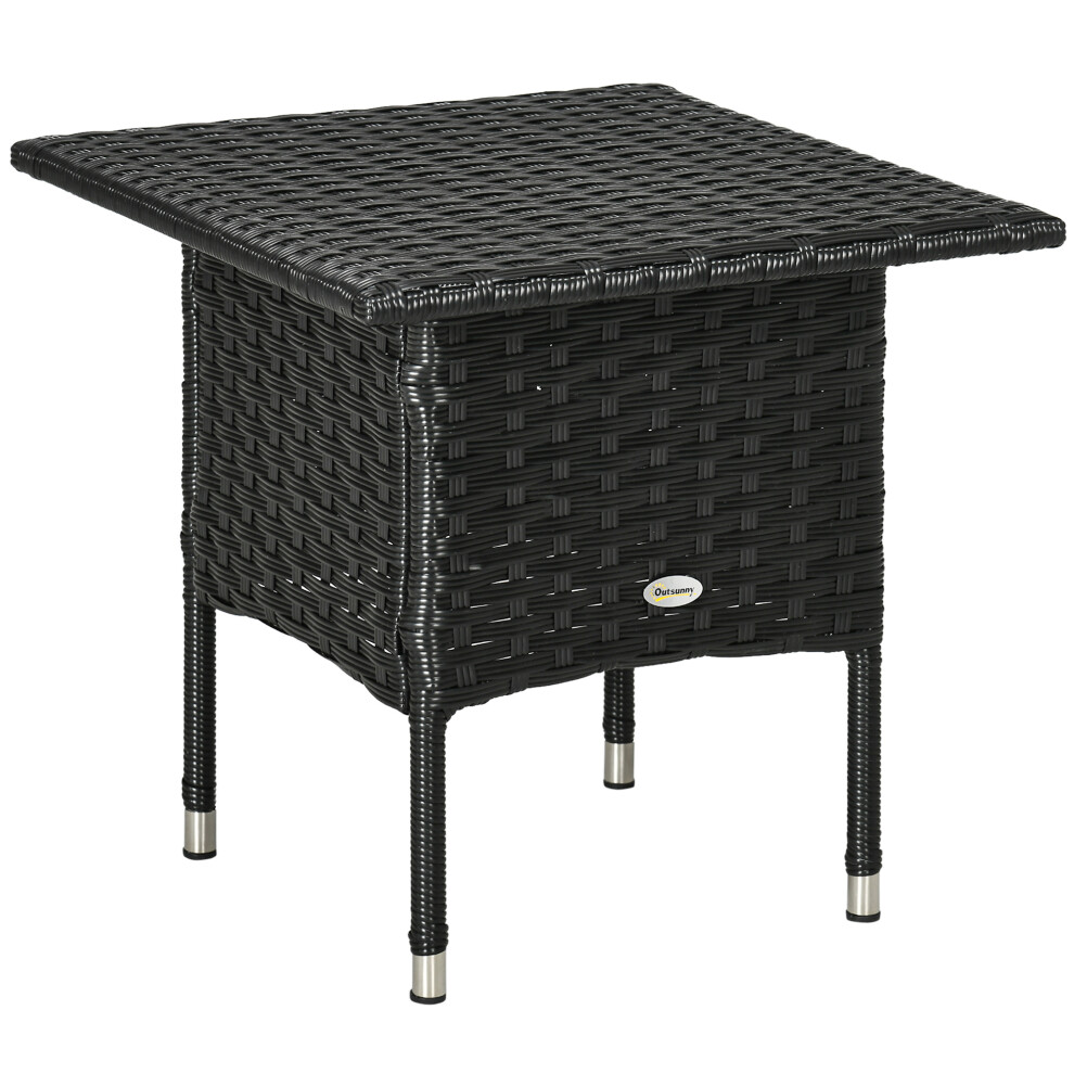 Outdoor Rattan Side Table in Black Weatherproof Design with Full Woven Top and Durable Plastic Surface-image-OPC-PKYRN8P-NEW