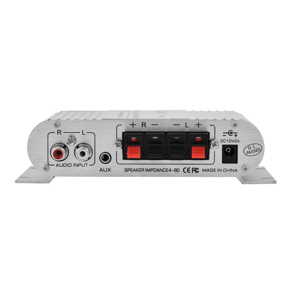 Mini 20W 2 Channel Hifi Stereo Car Amplifier Aluminum Alloy 15.4X9.5x3.9cm Silver 4961352297301