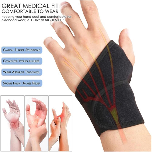 Wrist Support Braces 5-Piece Thumb-Loop Wraps Black For Arthritis Fits Both Hands Sports and Exercise Hands Protector 1