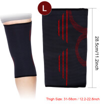 Black Red Knee Support Belt Sleeve Wrap for Sports – Size L