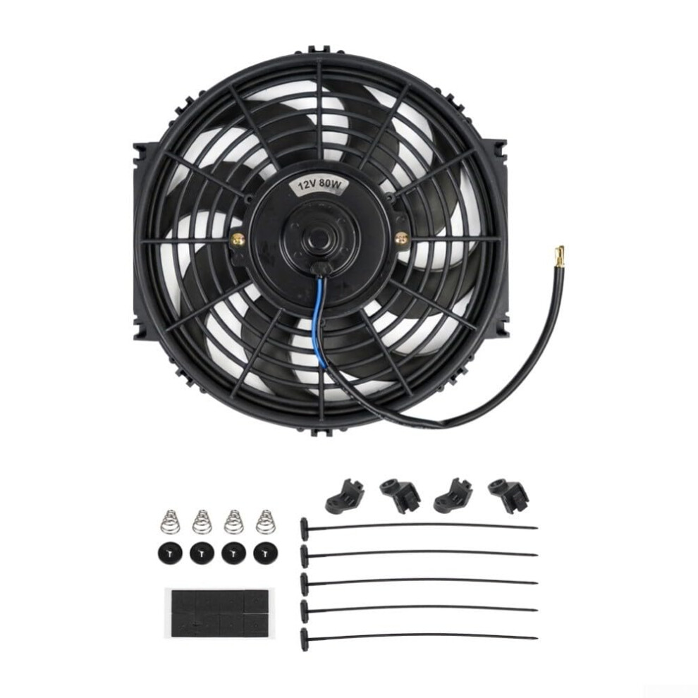 Car Radiator Electric Cooling Fan 12V 80W 10-Inch Reversible Blade Universal Fit Engine Temperature Control 9084446310450