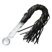 Glass Dildo Anal Plug With Long Flogger Whip, Black, Butt Plug, Prostate Massage, SM Sex Toy For Men And Women Couples